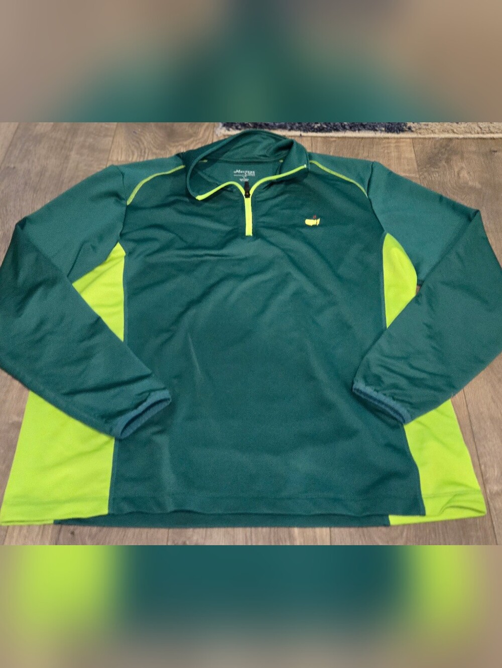 Masters Green and Lime Pullover Quarter-Zip Jacket